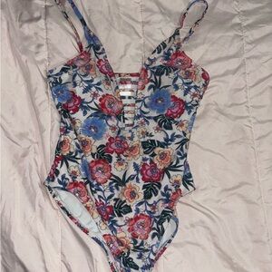 Time and Tru Floral One Piece Swimsuit - Multicolor